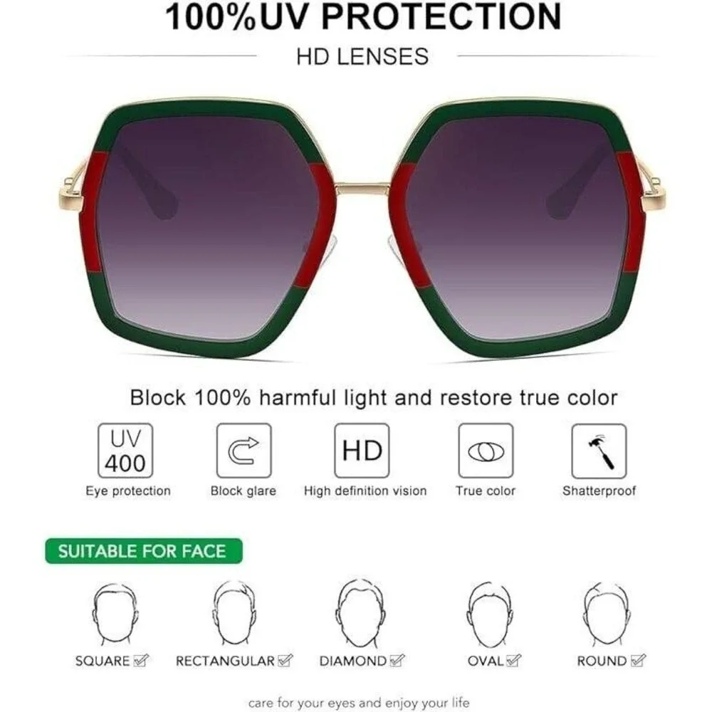 Novelty Sunglasses Oversized Square Sunglasses Women‎ Vintage Sunglass Fashion